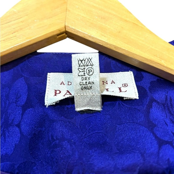 EXCELLENT Vintage Adrianna Papell Silk 2Piece Suit Blazer Skirt Stripe Floral 12 - Picture 9 of 13